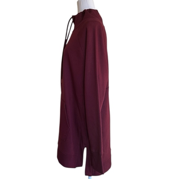 NEW Tek Gear Cowl neck Tunic Burgundy with Front Pocket thumb holes Sz XL - Picture 5 of 13